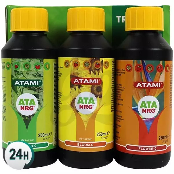 250ML, ATA NRG, triangle pack, Grow C, Bloom C, Flower C, Atami